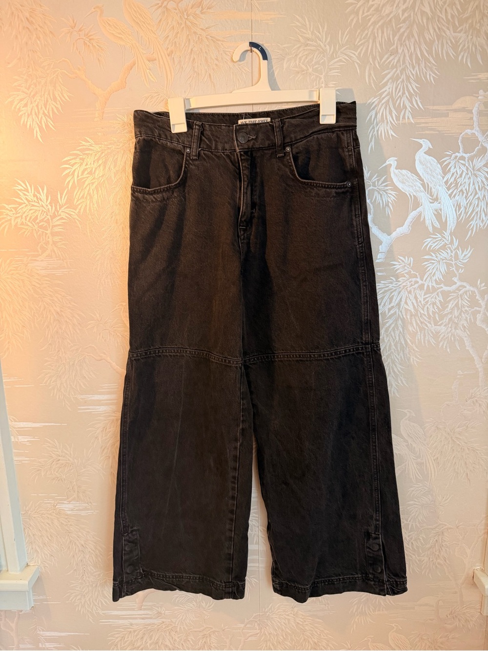 We The Free Washed Black Wide-Leg Flare Jeans